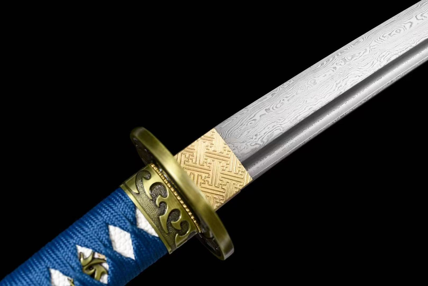 龙泉刀剑武士短款花纹钢短刀收藏摆件工艺品未开刃
