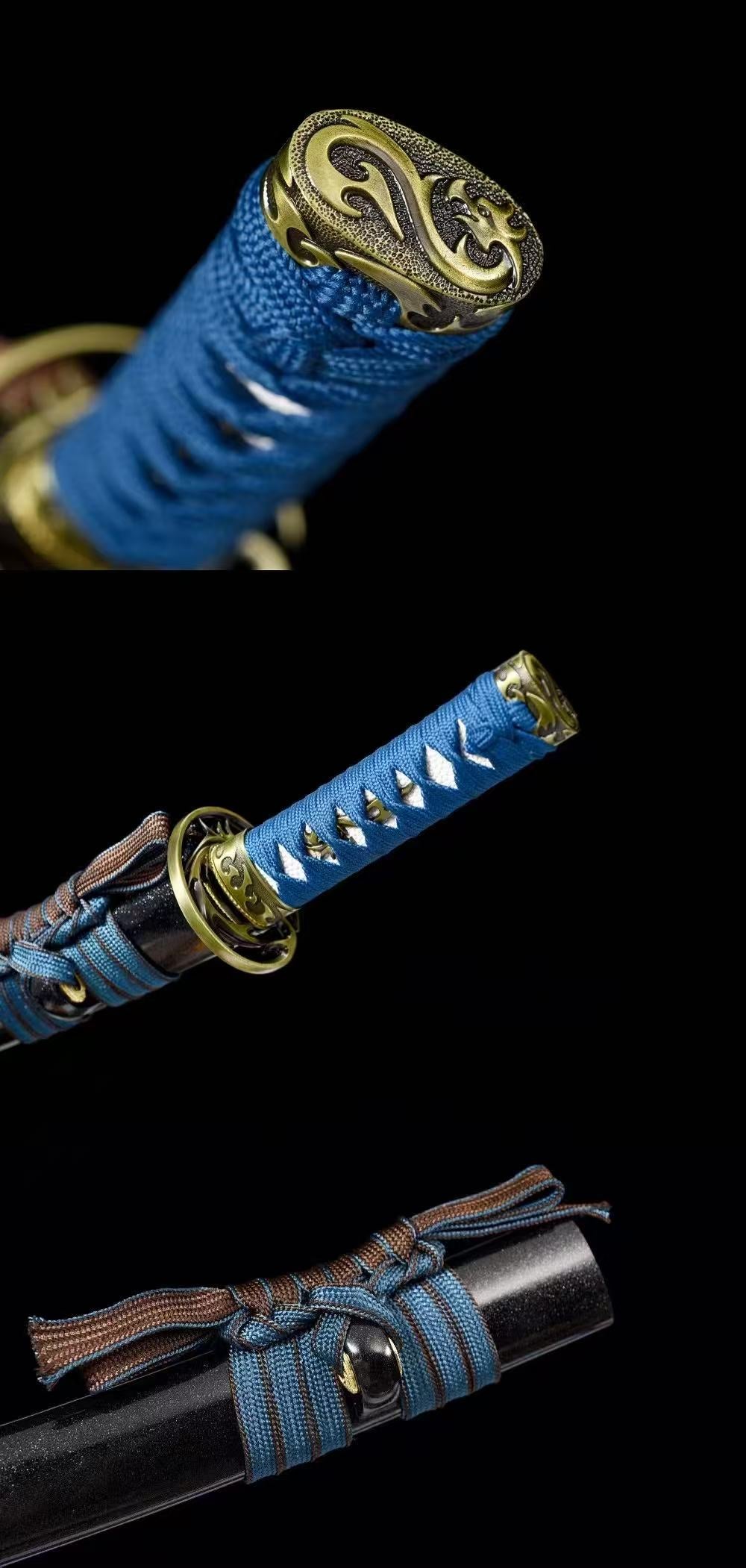 龙泉刀剑武士短款花纹钢短刀收藏摆件工艺品未开刃