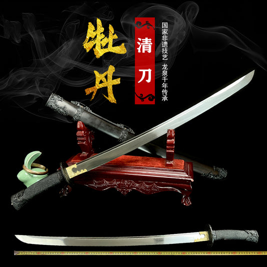 龙泉刀剑牡丹小清刀短刀短剑花纹钢手工中国