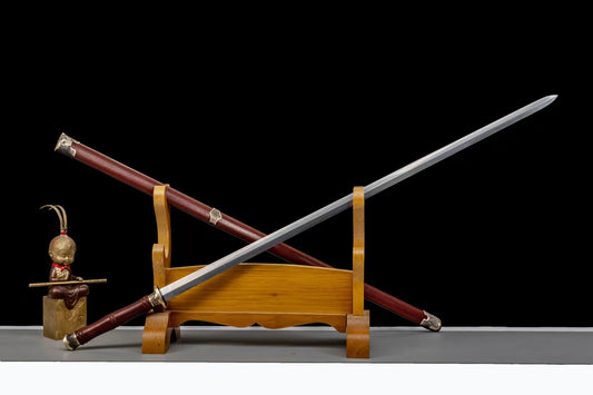 龙泉剑长剑细剑夹钢三枚合宝剑收藏摆件家居装饰品未开刃