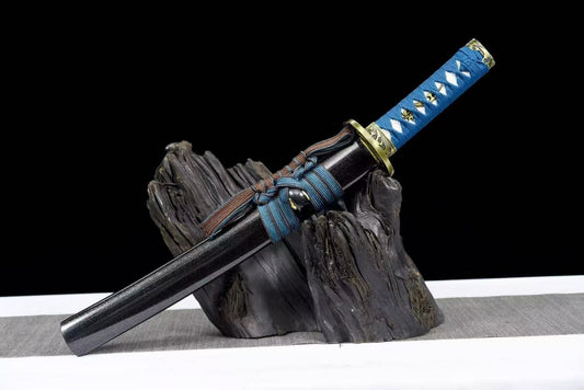 龙泉刀剑武士短款花纹钢短刀收藏摆件工艺品未开刃
