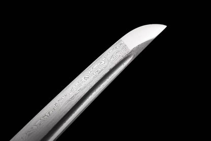 龙泉刀剑武士短款花纹钢短刀收藏摆件工艺品未开刃