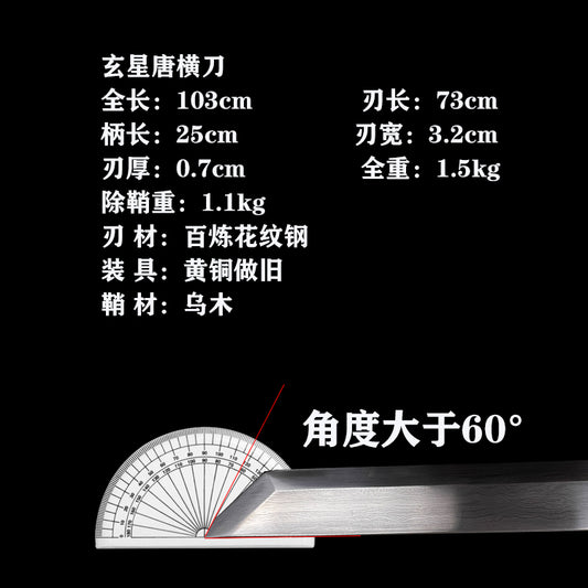 龙泉刀剑玄星唐横刀长款收藏摆件工艺品未开刃