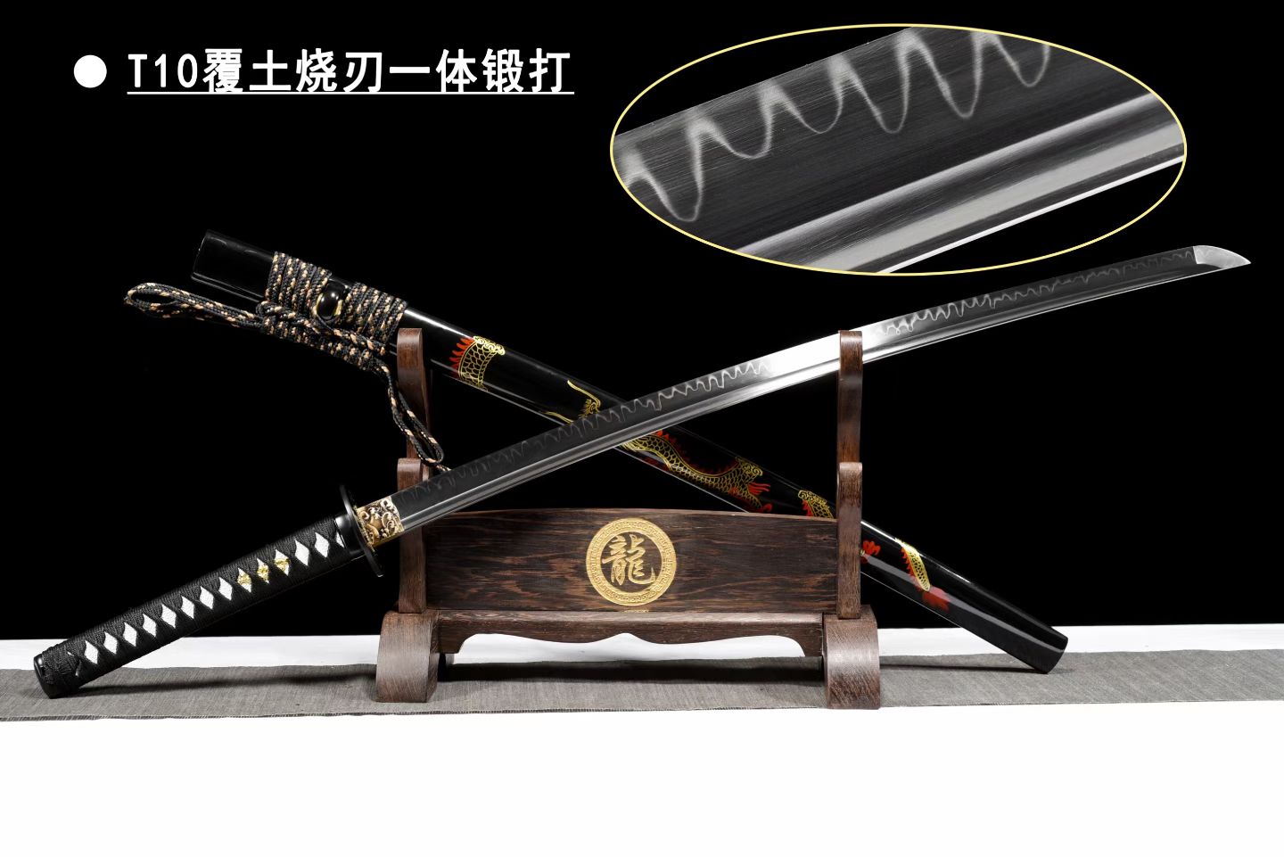 龙泉剑气堂刀剑肋差长款武士t10钢烧刃收藏把玩装饰未开刃