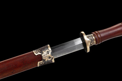 龙泉剑长剑细剑夹钢三枚合宝剑收藏摆件家居装饰品未开刃